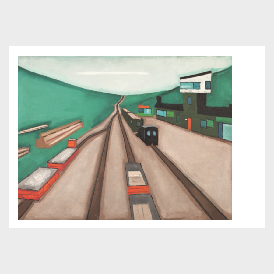 Pocztówka – Jerzy Nowosielski, Stacja kolejki wąskotorowej w górach