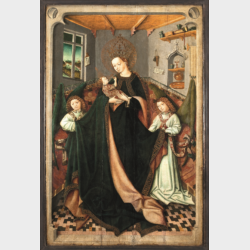 Magnes – Malarz śląski z pracowni Mistrza Wrocławskiego Poliptyku św. Barbary, Matka Boska z Dzieciątkiem w komnacie