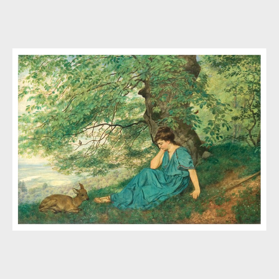 Pocztówka – Hans Thoma, Diana pod drzewem