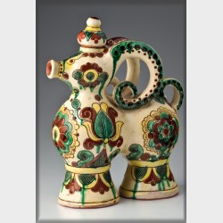 Magnes – Ozdobny pojemnik w formie baranka (z korkiem), 1. poł. XX w., Huculszczyzna (Ukraina)