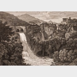 Pocztówka – Gaetano Cottafavi, Wodospad na rzece Aniene koło Tivoli