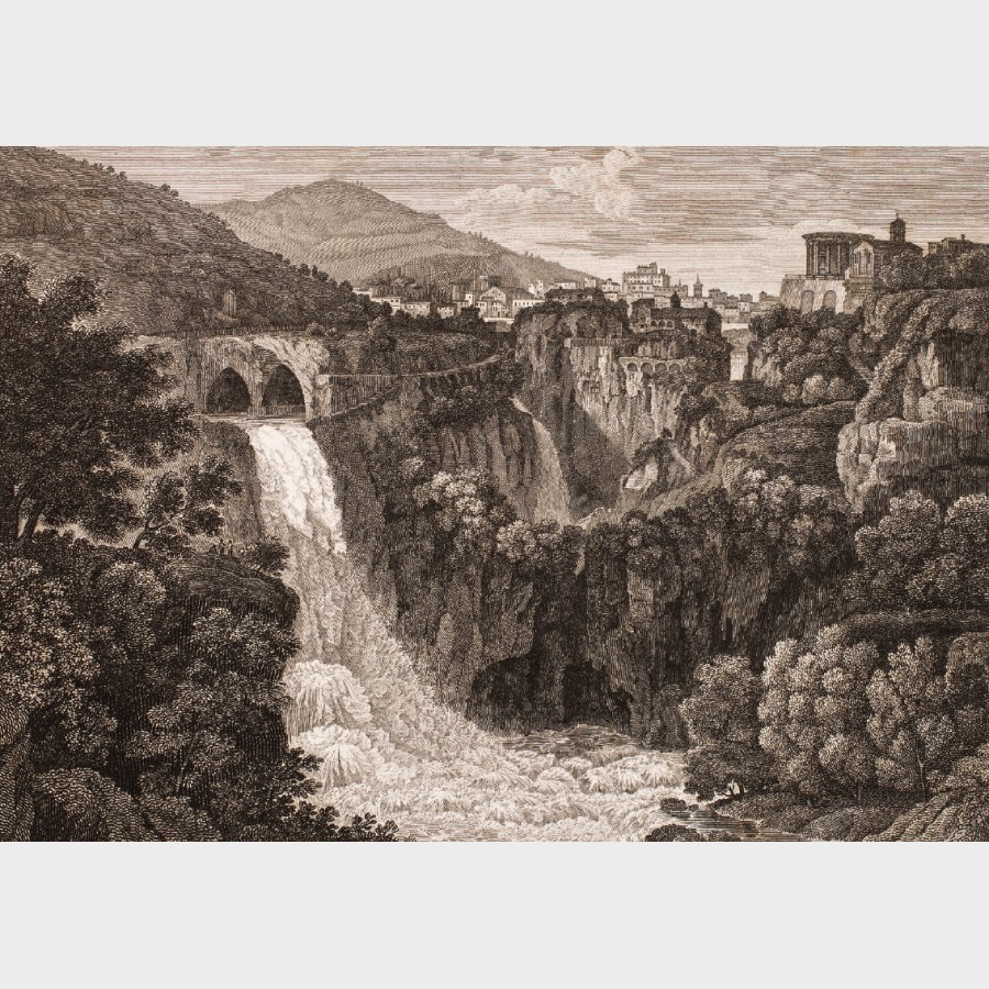 Pocztówka – Gaetano Cottafavi, Wodospad na rzece Aniene koło Tivoli