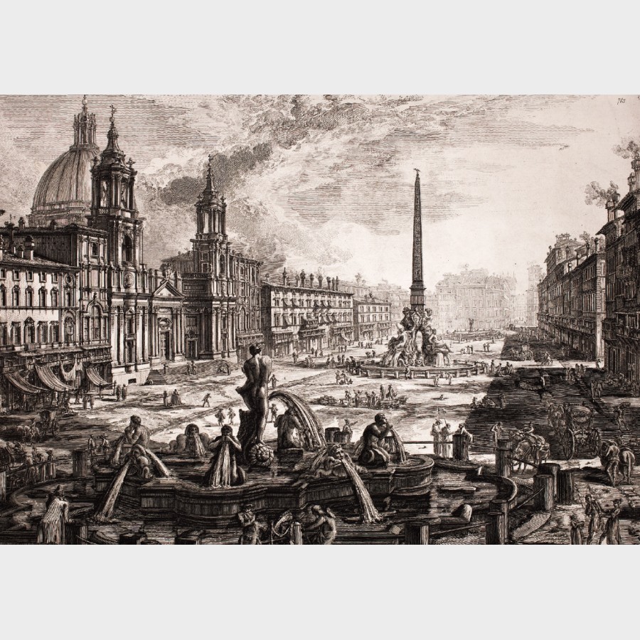 Pocztówka – Giovanni Battista Piranesi, Rzym – Piazza Navona