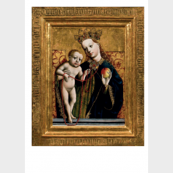 Pocztówka – Malarz śląski z pracowni Mistrza Wrocławskiego Poliptyku św. Barbary, Matka Boska z Dzieciątkiem