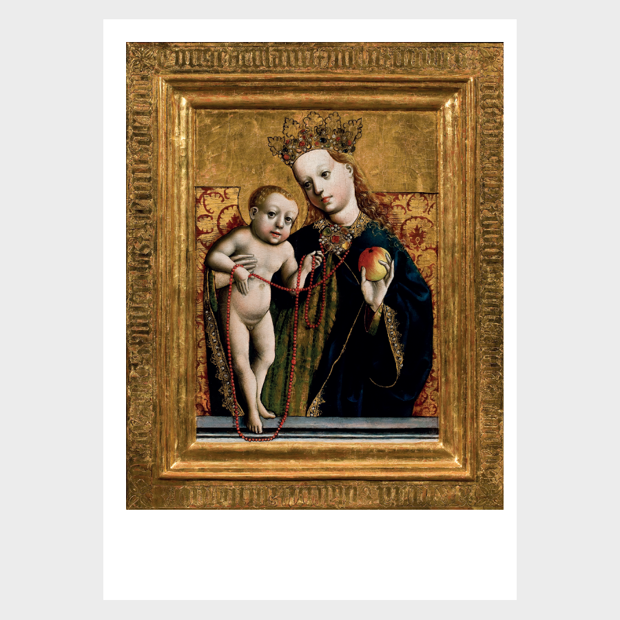 Pocztówka – Malarz śląski z pracowni Mistrza Wrocławskiego Poliptyku św. Barbary, Matka Boska z Dzieciątkiem