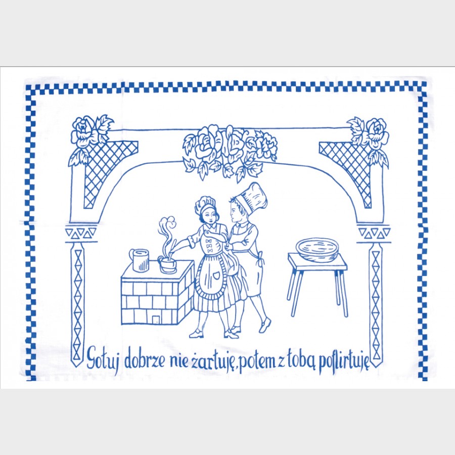 Pocztówka – Makatka Gotuj dobrze, nie żartuję potem z Tobą poflirtuję