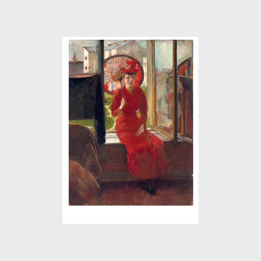 Pocztówka – Olga Boznańska, Kobieta z japońską parasolką