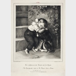 Pocztówka – Fritz Meyer wg Johanna Wilhelma Schütze, Śpiący chłopiec i pies