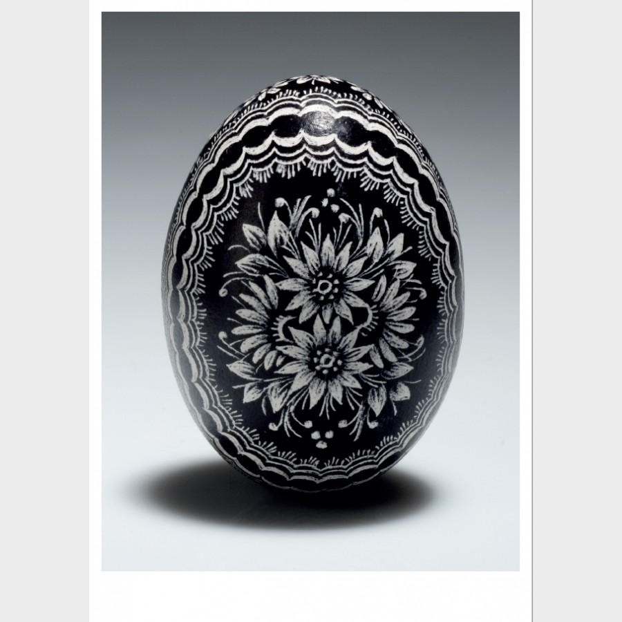 Pocztówka – Pisanka wg wzorów opolskich – technika rytownicza, wyk. Krystyna Szkilnik