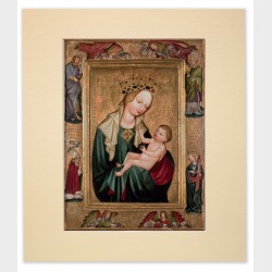 Reprodukcja w passe-partout – Malarz z pracowni Mistrza Wyszobrodzkiej Madonny Matka Boska z Dzieciątkiem, ok. 1410