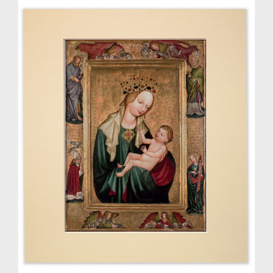 Reprodukcja w passe-partout – Malarz z pracowni Mistrza Wyszobrodzkiej Madonny Matka Boska z Dzieciątkiem, ok. 1410