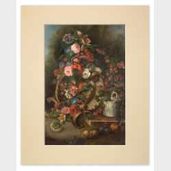 Reprodukcja w passe-partout – Julius Johann Wilhelm Birth, Kwiaty i formy dekoracyjne