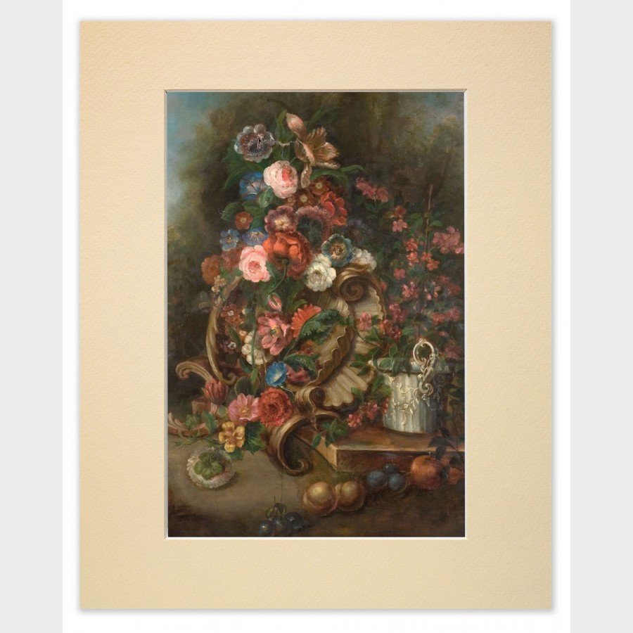 Reprodukcja w passe-partout – Julius Johann Wilhelm Birth, Kwiaty i formy dekoracyjne