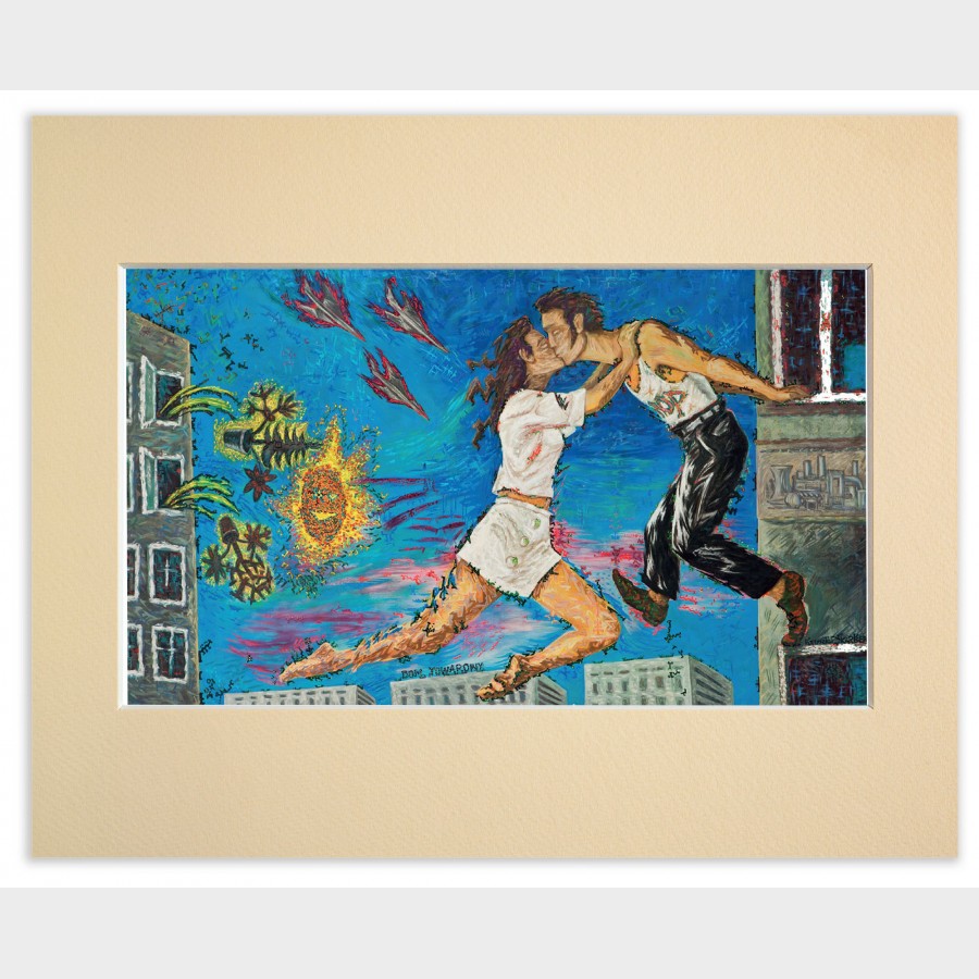 Reprodukcja w passe-partout – Krzysztof Skarbek, W sierpniu całujemy się za oknem