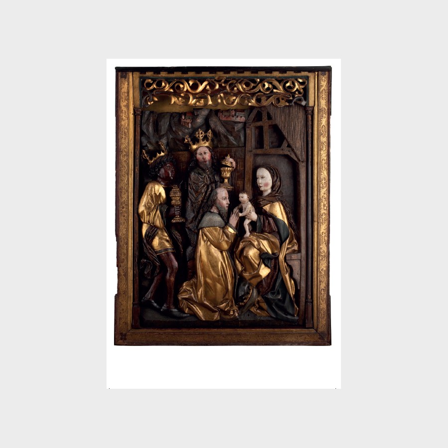 Pocztówka – Mistrz Lubińskich Figur, kwatera dolna skrzydła ołtarzowego z przedstawieniem Pokłonu Trzech Króli