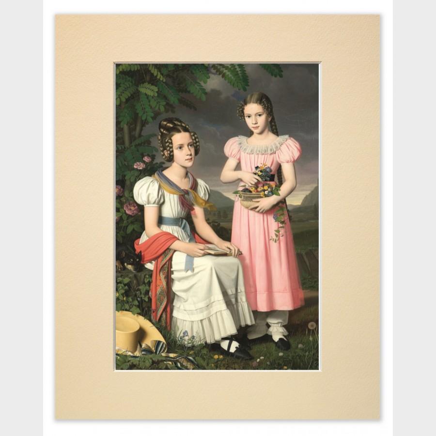 Reprodukcja w passe-partout – Bernhard Peter Rausch Portret dwóch dziewcząt