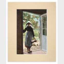 Reprodukcja w passe-partout – Anna Bilińska, Bretonka na progu domu