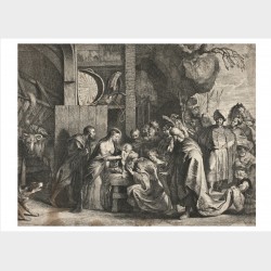 Pocztówka – Lucas Vorsterman I wg Petera Paula Rubensa, Hołd Trzech Króli