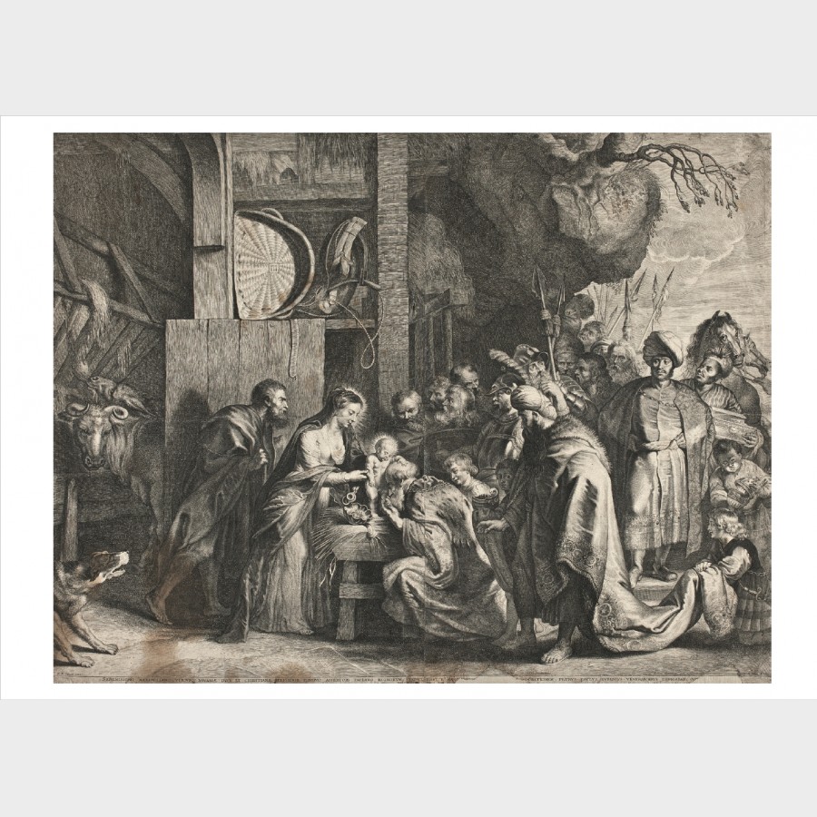 Pocztówka – Lucas Vorsterman I wg Petera Paula Rubensa, Hołd Trzech Króli