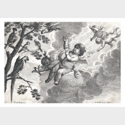 Pocztówka – Václav Hollar, Alegoria Powietrza, grafika z cyklu Cztery żywioły