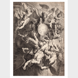 Pocztówka – Lucas de Vorsterman I wg Petera Paula Rubensa, STRĄCENIE LUCYFERA I ZBUNTOWANYCH ANIOŁÓW DO PIEKŁA