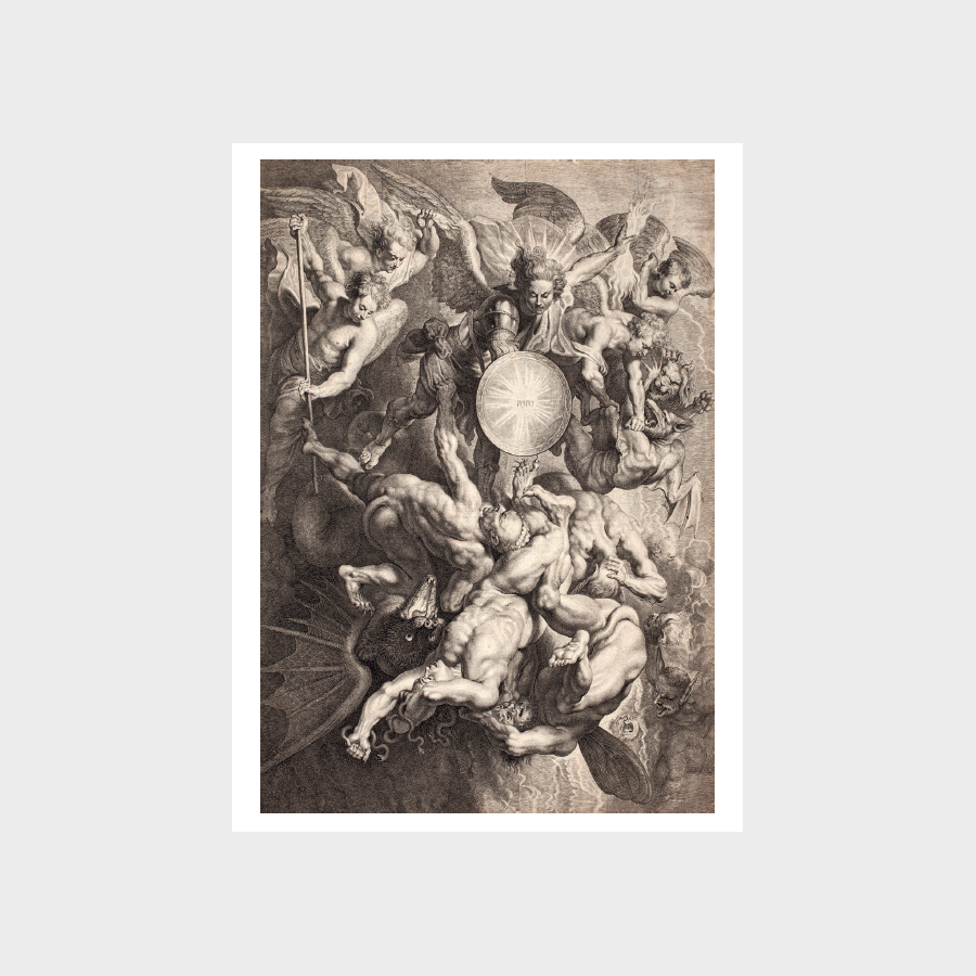 Pocztówka – Lucas de Vorsterman I wg Petera Paula Rubensa, STRĄCENIE LUCYFERA I ZBUNTOWANYCH ANIOŁÓW DO PIEKŁA