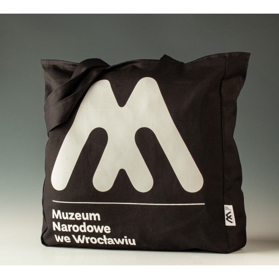 Torba z nadrukiem zapinana na zamek, ręcznie szyta