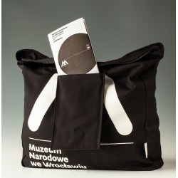Torba z nadrukiem zapinana na zamek, ręcznie szyta
